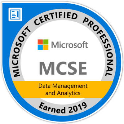 MCSE: Data Management and Analytics — Certified 2019