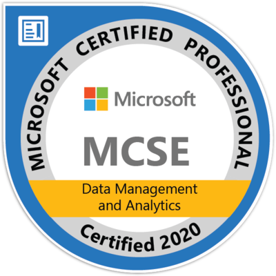 MCSE: Data Management and Analytics — Certified 2020